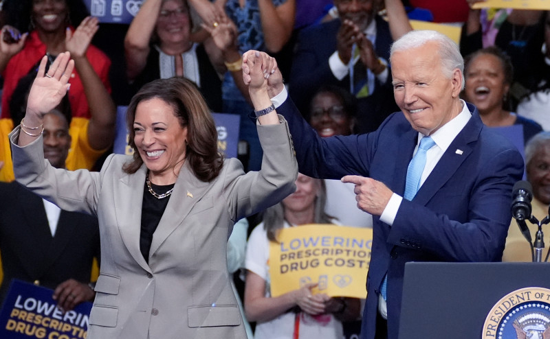 Democratic,Presidential,Candidate,Vice,President,Kamala,Harris,And,President,Joe