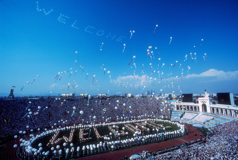 Opening ceremonies at the 1984 Olympic Summer Games, Los Angeles, CA