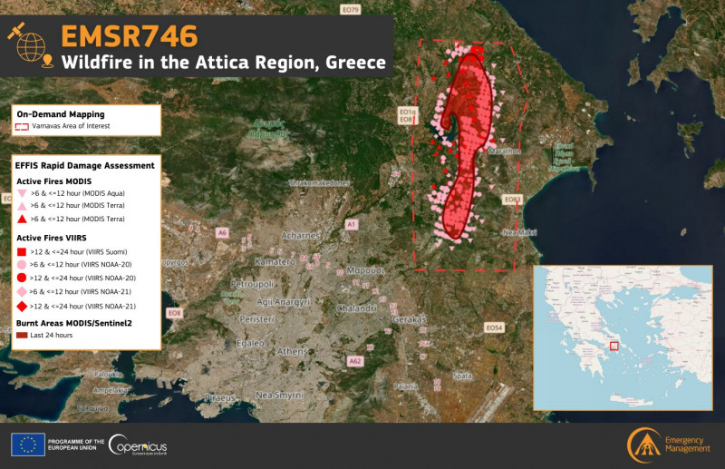 Zonă afectată de incendii în Grecia