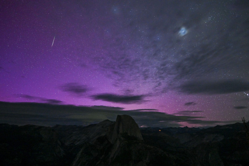 Perseid meteor showers captured in Yosemite National Park of California