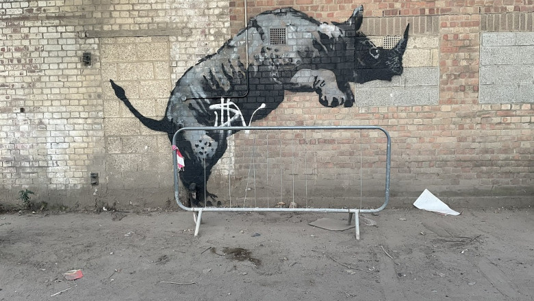 Muralul lui Banksy, Rinocerul, vandalizat