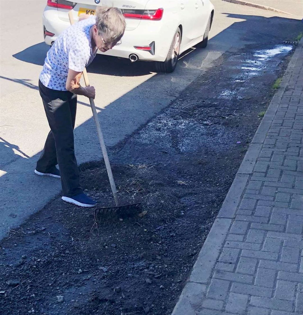 O femeie de 75 ani a astupat gropile de pe strada din fața casei cu unelte de grădinărit. Consilierii locali s-au declarat nemulțumiți