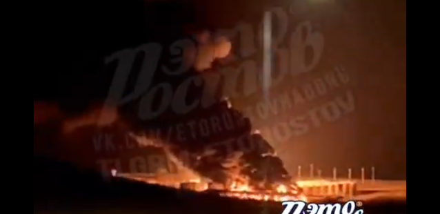 Incendiu masiv în regiunea rusă Rostov, după un atac ucrainean cu drone. Mai multe rezervoare de petrol au luat foc