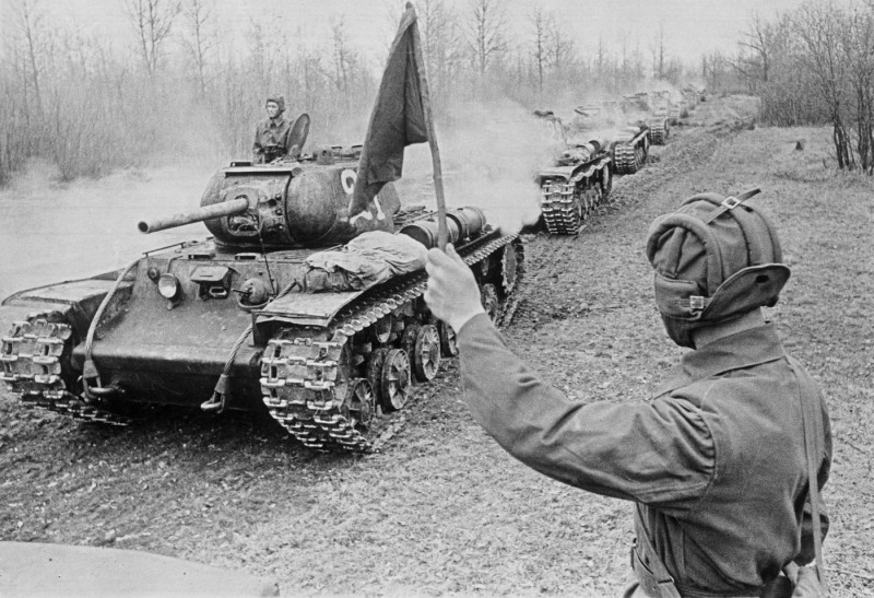 WWII / Soviet tanks at Kursk / July 1943.