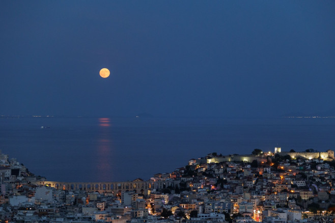 Blue Supermoon In Greece, Kavala - 19 Aug 2024