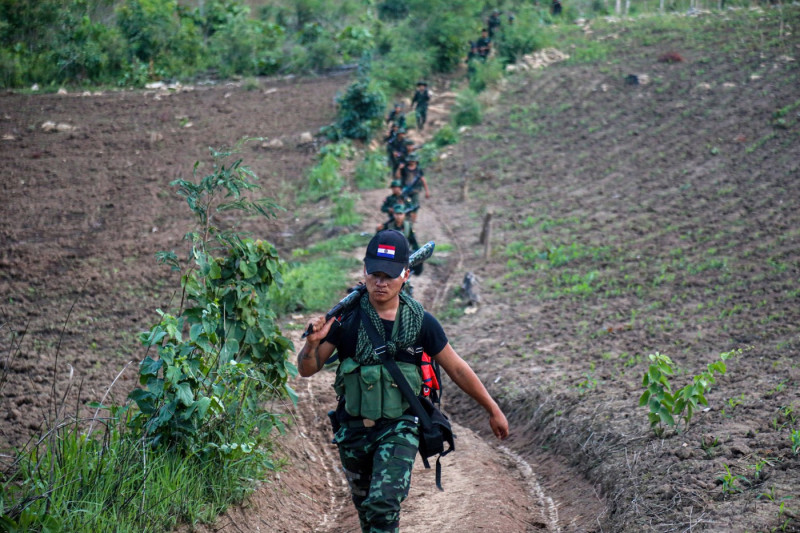 Karenni Nationalities Defence Force in the frontline in Karenni State, Myanmar - Jul 2022