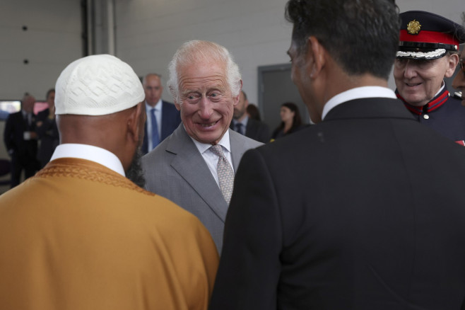 Britain's King Charles visits Community Fire Station in Southport on 20 August 2024