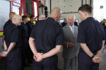 Britain's King Charles visits Community Fire Station in Southport on 20 August 2024