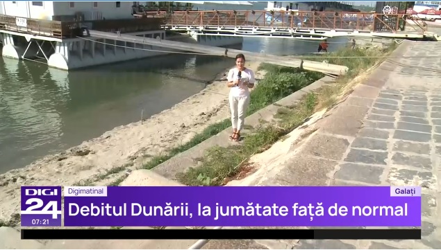 Dunărea se evaporă. Debitul fluviului la intrarea în țară este la jumătate faţă de normalul lunii august