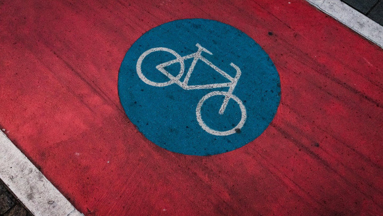 Bike only sign in the city on bicycle tracks