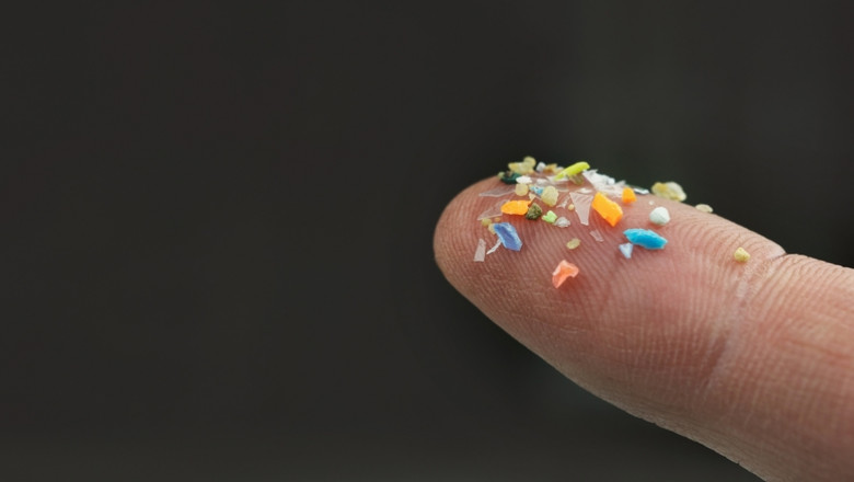 Macro,Shot,Of,Microplastics,On,A,Human,Finger.,Concept,Of