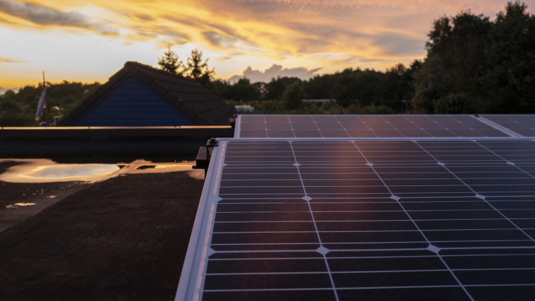 solar panel at sunset