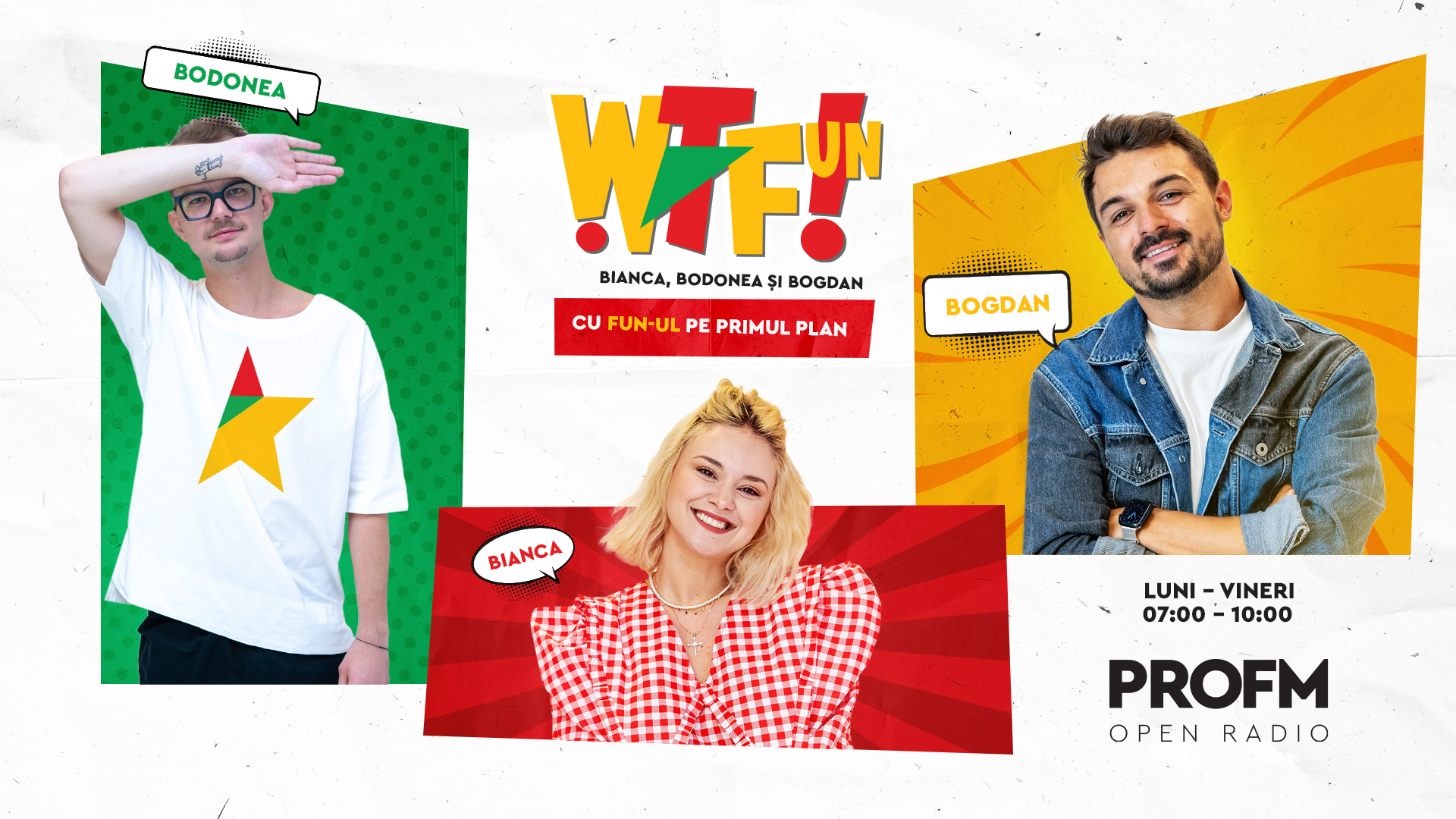 WTFun revine din 2 septembrie la PRO FM, cu Bianca, Bodonea și Bogdan