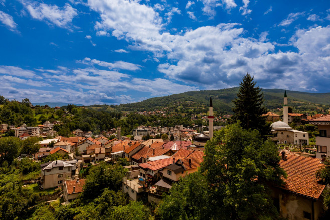 View of Mostar from the Travnik Fortress, Bosnia and Herzegovina, Europe