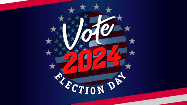 Vote 2024, Election day USA flags banner. November 5, Presidential Election US. Vector illustration