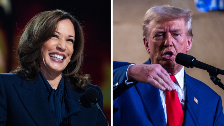 colaj foto kamala harris si donal Trump