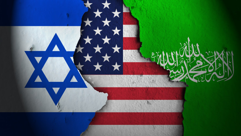 Drapelul american, între cele israelian și cel al Hamas