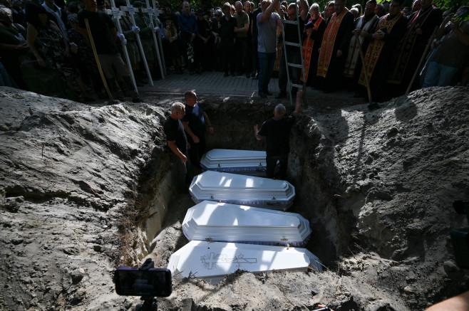 Funeral ceremony for victims of Russian shelling in Lviv