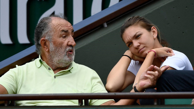 ion tiriac si simona halep, in tribuna, la un meci