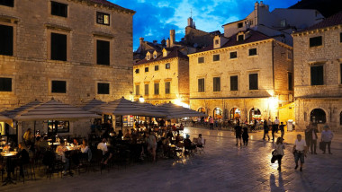 Luza Square at dusk, Dubrovnik, Croatia, Europe