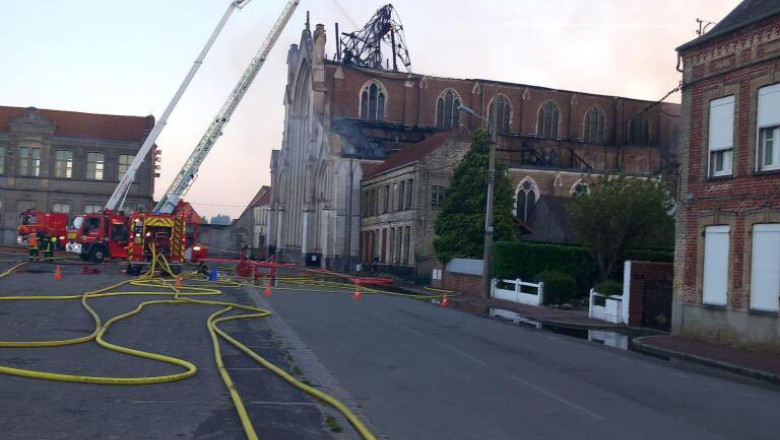 Biserica din Saint-Omer, după incendiu. Foto- Prefectura Pas-de-Calais:X