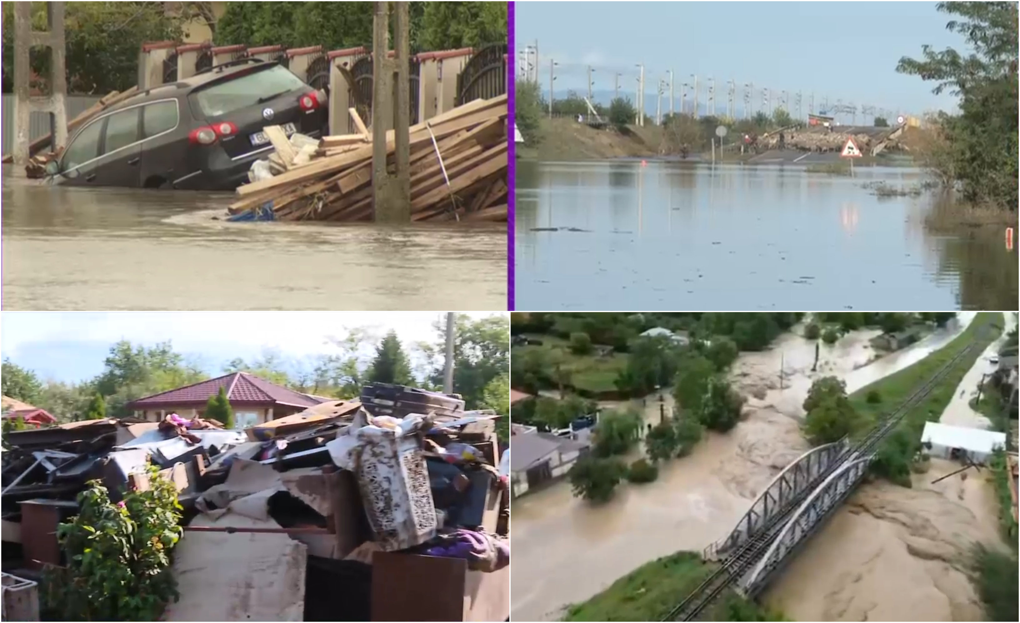VIDEO: Dezastrul lăsat în urma inundațiilor. Un drum național este închis. Ciobani cu o turmă de oi sunt blocați de 3 zile