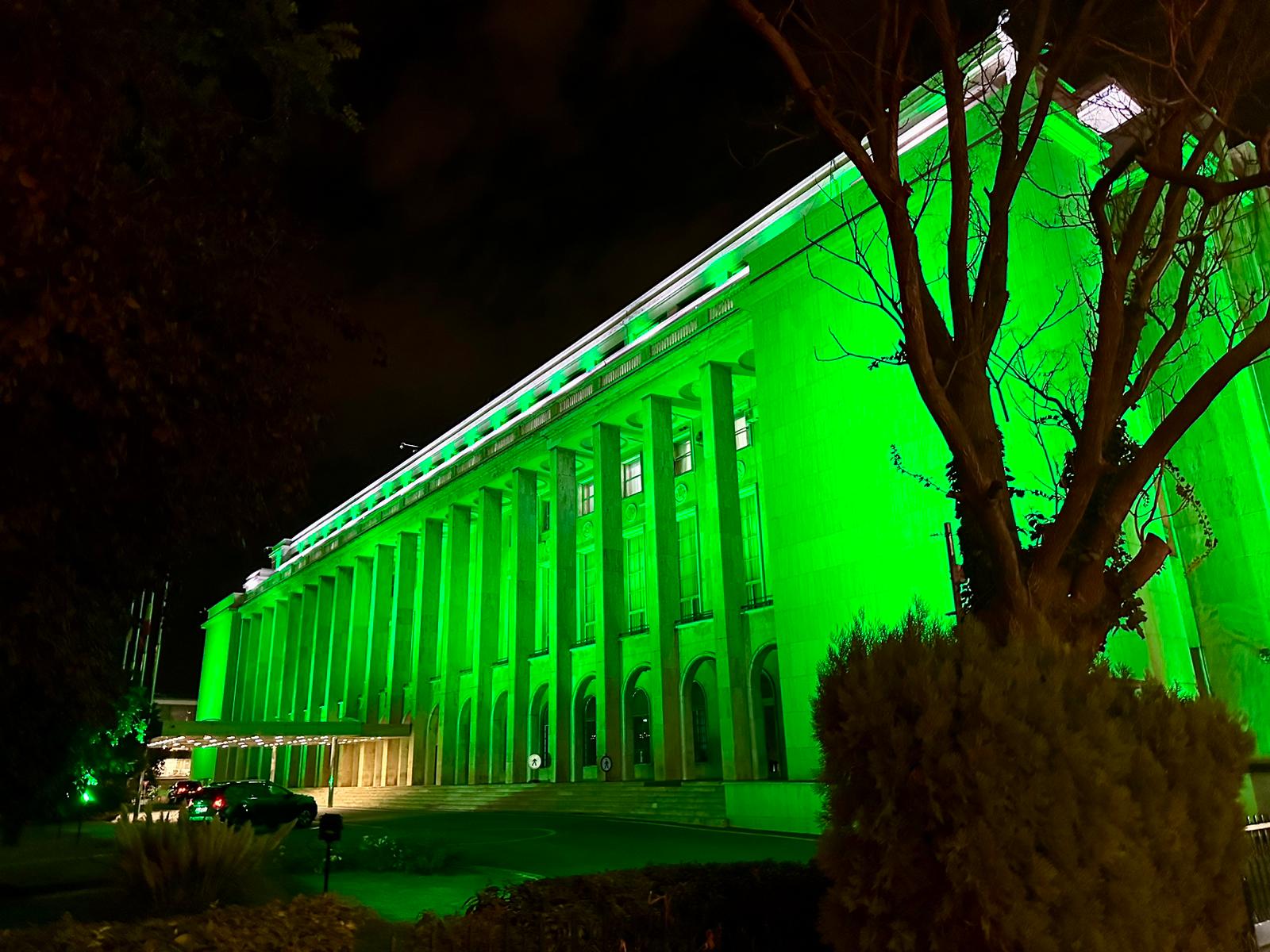 De ce sunt colorate clădirile Guvernului și Palatul Parlamentului în verde, marți seară