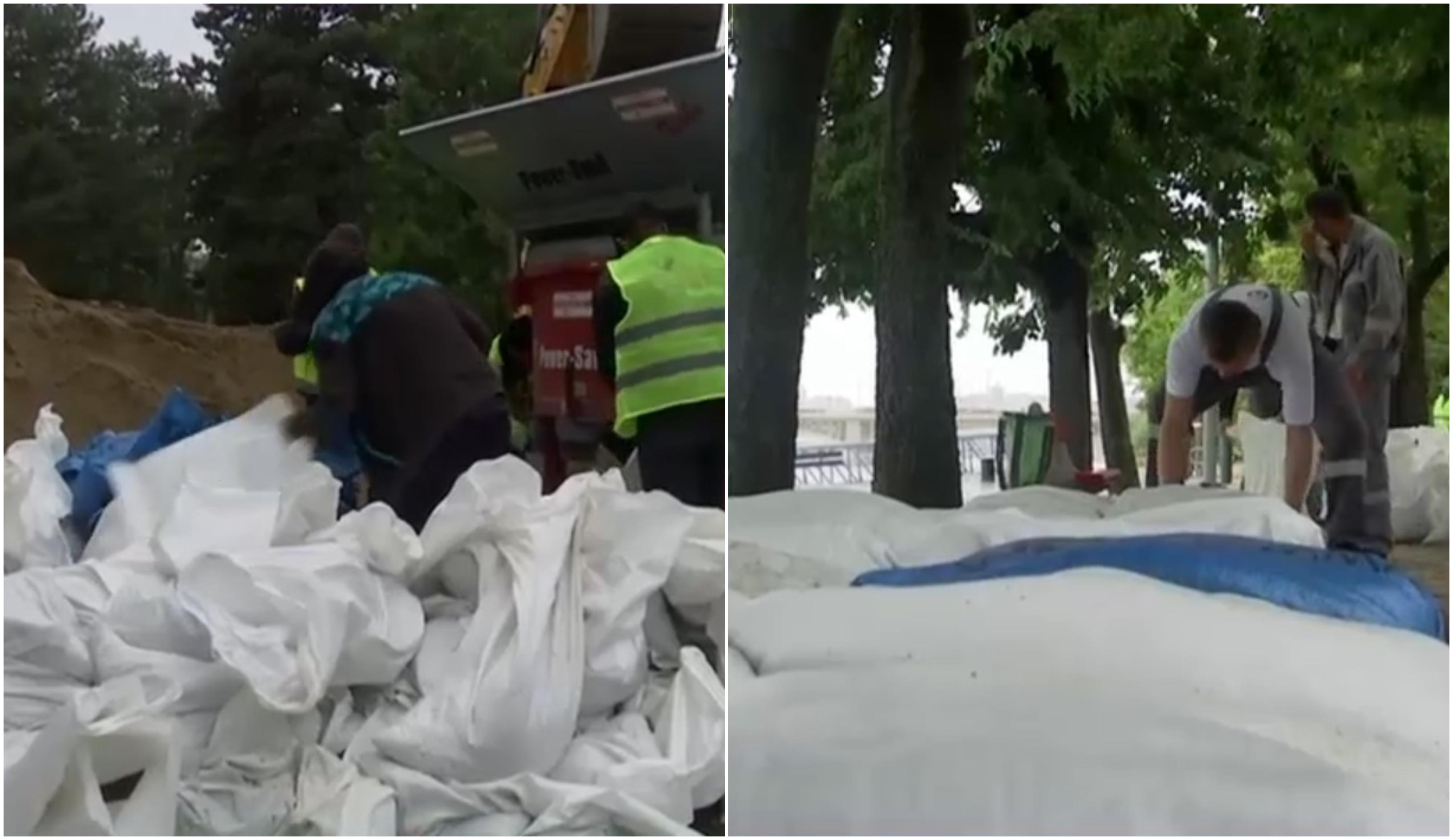 Pericol pe Dunăre. Nivelul apei ar putea crește cu peste 8 metri în zilele următoare. Saci cu nisip pe malurile fluviului, în Ungaria