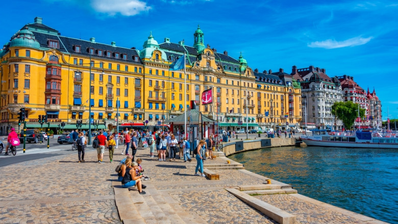 Stockholm,,Sweden,,August,2,,2022:,Stockholm,Waterfront,With,Beautiful,Old