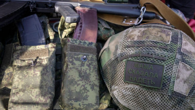 Moscow, Russia. 14th of September, 2024. View of an ammunition of a soldier of the Russian armed Forces in Moscow, Russia