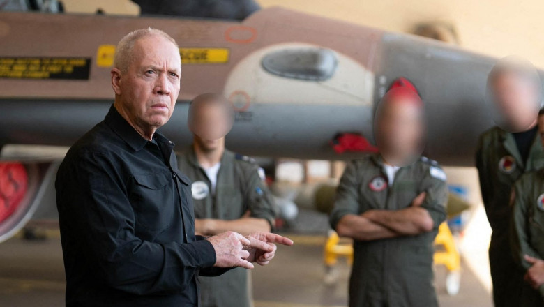 Israeli Defense Minister Yoav Gallant visits an airbase in Haifa​​​​​​​