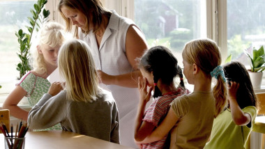 First day in school, Skeda, Sweden - 16 Aug 2004