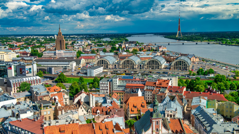 Riga,,Latvia,-,July,7,,2017:,Riga,Skyline,On,A