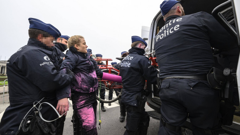 Greenpeace action on the sidelines of the Nuclear SummitE BRUSSELS, BELGIUM - MARCH 21: Action organized by Greenpeace o