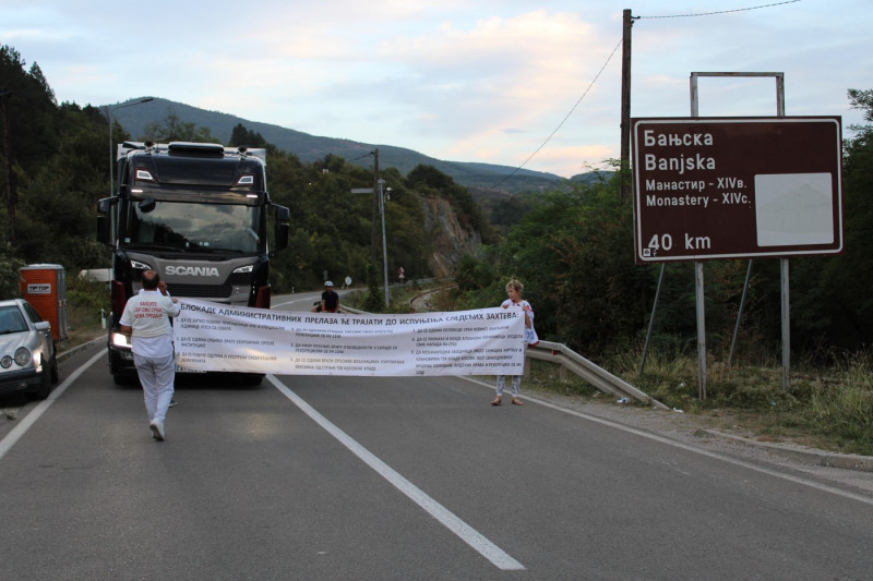 Protesters block road at Jarinje border crossing between Serbia and Kosovo ​​​​​​​ ​​​​​​​