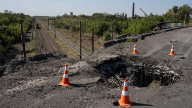 Aftermath of rocket strike in the Pokrovsk region of Ukraine