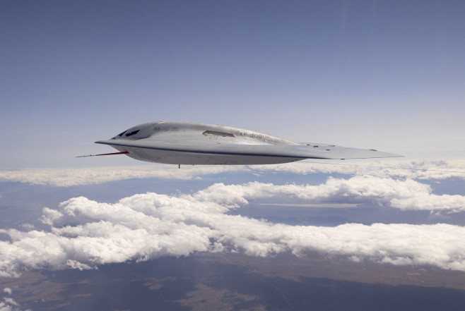 America's £585m secretive stealth nuclear bomber takes to air for first time