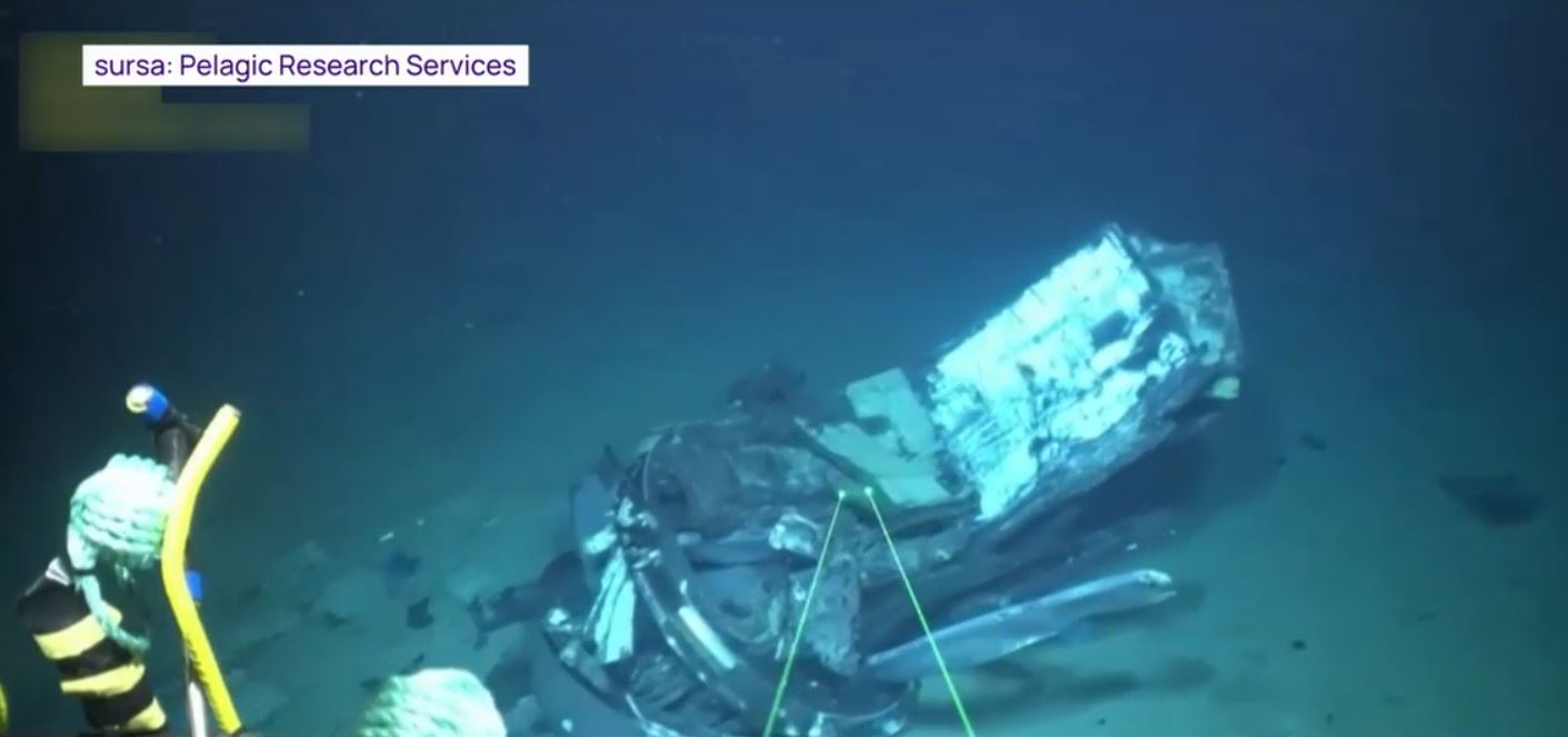 VIDEO Imagini cu recuperarea epavei Titan de pe fundul oceanului. Operațiunea a fost efectuată de un robot subacvatic