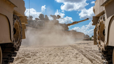 U.S. Army Soldiers with 3rd battalion 8th Cavalry Regiment, 1st Armored Battalion Combat Team, 1st Cavalry Division, leaves the staging area to their Table V iteration, as part of a crew qualification gunnery with the M1A2 SEP V3 Abrams Main Battle Tanks,