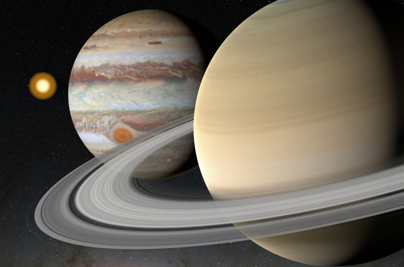 Solar System gas giant planets, illustration