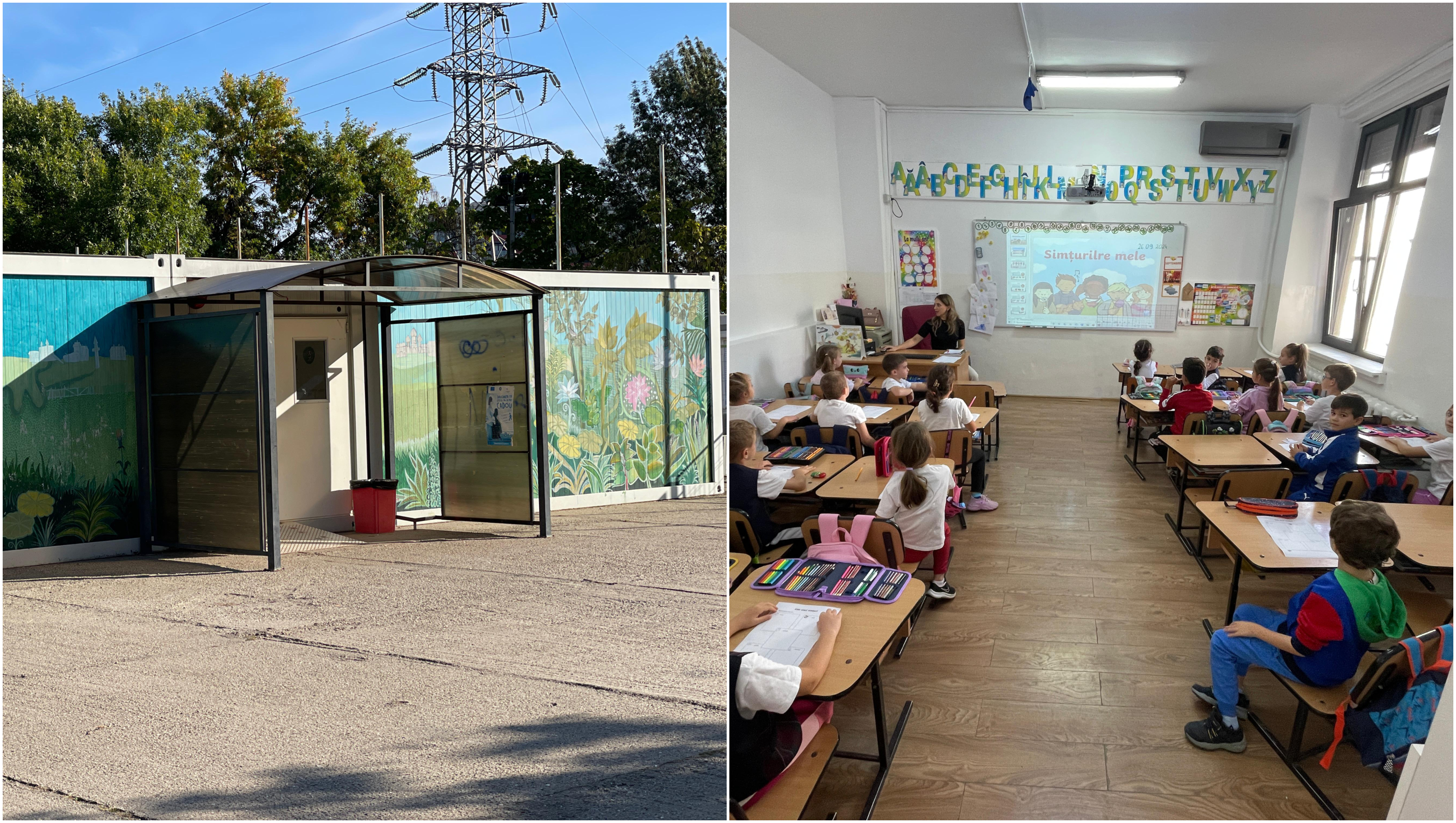 Situație aberantă într-o școală din Timiș. Deși există o clădire nouă, elevii fac și astăzi cursurile în module. „Este total absurd!”