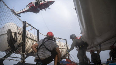 Medevac operation on board of Open Arms rescue vessel in Italy - 25 Jul 2023