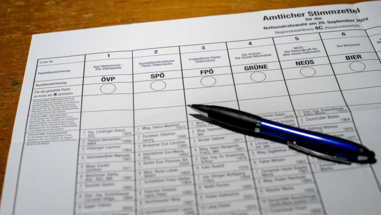 Ballot paper for upcoming Austrian National Council elections