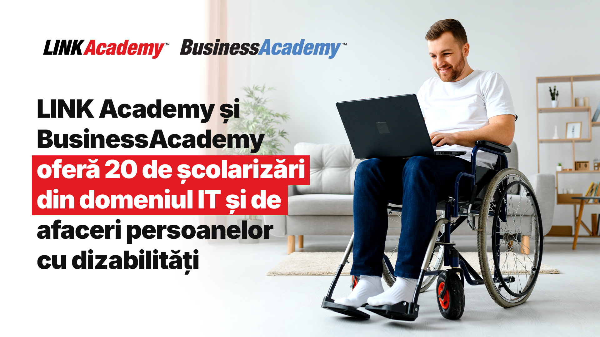 (P) LINK Academy și BusinessAcademy oferă 20 de școlarizări din domeniul IT și de afaceri persoanelor cu dizabilități