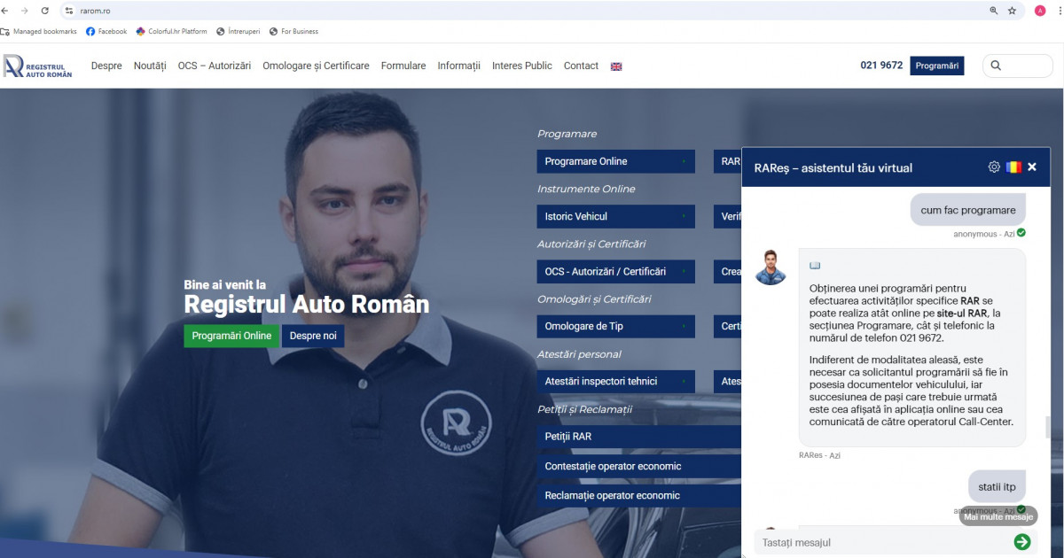 Cum funcționează și cum le este de ajutor celor care dețin o mașină RAReș, chatbot-ul Registrului Auto Român