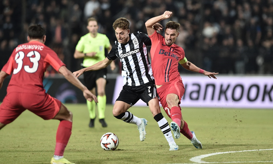 Victorie mare pentru FCSB în zece oameni, în Europa League. A învins PAOK Salonic în deplasare