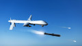 Combat,Drone,Flies,High,In,The,Sky,And,Shoots,Missiles,