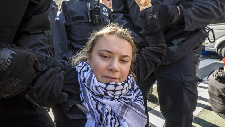 Swedish activist Greta Thunberg is arrested during protest in Brussels