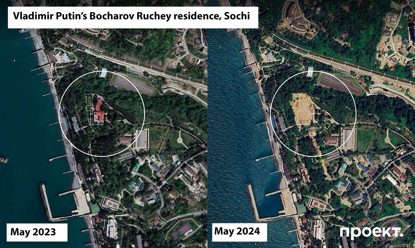 Speriat de dronele ucrainene, Putin și-a demolat casa de vacanță preferată de la Marea Neagră. Imagini din satelit