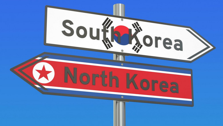 South Korea and North Korea relations concept, 3D rendering